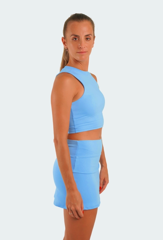 Conjunto Shorts Saia + Top Nicole Nobile, Azul Bebê